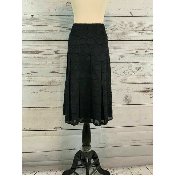 Rafaella Black Cotton Pleated Knee Length Lined Textured Skirt 8 - Picture 7 of 7